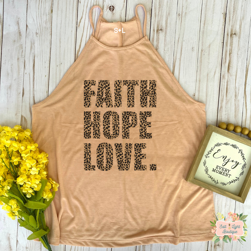 FAITH HOPE LOVE - LEOPARD PRINT | CLOTHED IN GRACE | WOMEN'S HIGH NECK - Salt and Light Boutique