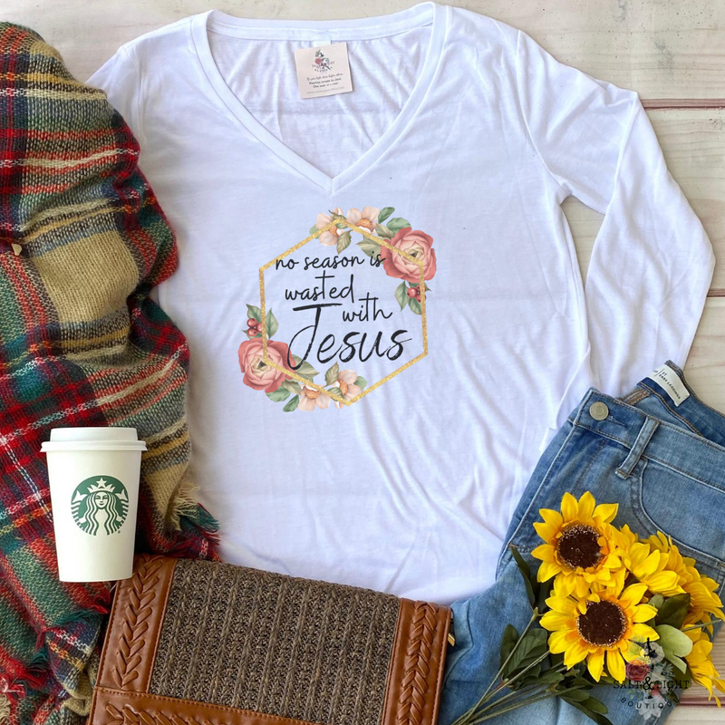 NO SEASON IS WASTED WITH JESUS FALL LONG SLEEVE T SHIRT - Salt and Light Boutique