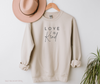 Love is Kind Sweatshirt for Valentine's Day. Cute Christian Sweatshirts for Women: Faith Based Apparel | SLB