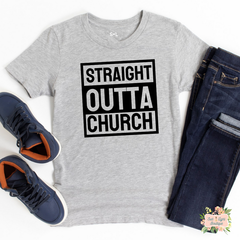 STRAIGHT OUTTA CHURCH | YOUTH T-SHIRT - Salt and Light Boutique