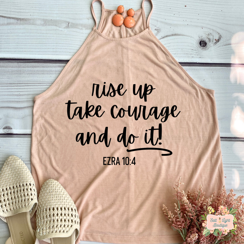 EZRA 10:4 RISE UP | CLOTHED IN GRACE  COLLECTION | WOMEN'S HIGH NECK TANK - Salt and Light Boutique