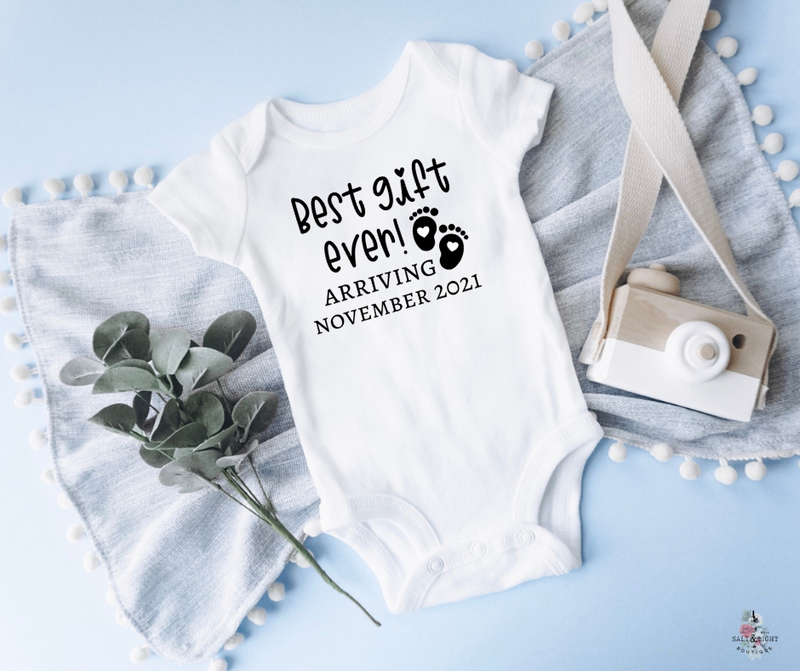 Best Gift Ever Custom Baby Announcement Onesie | SLB