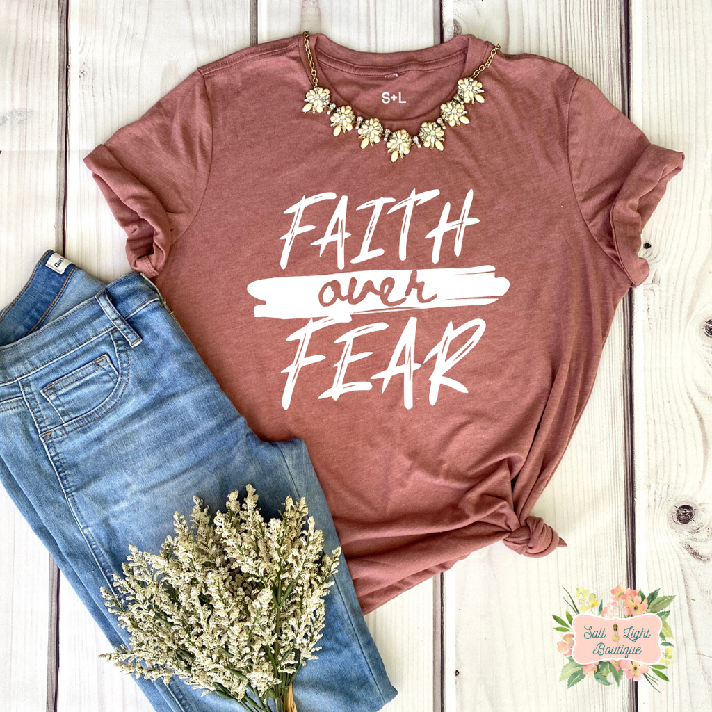 FAITH OVER FEAR |  WOMEN'S TRIBLEND SHORT SLEEVE SHIRT - Salt and Light Boutique