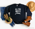 All you need is Jesus Sweatshirt - Salt and Light Boutique