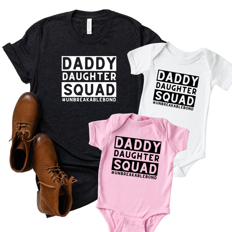 Daughter Squad Daddy and Me Matching Shirts for Dad and Baby - SLB