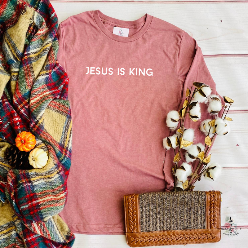 JESUS IS KING FALL LONG SLEEVE T SHIRT - Salt and Light Boutique