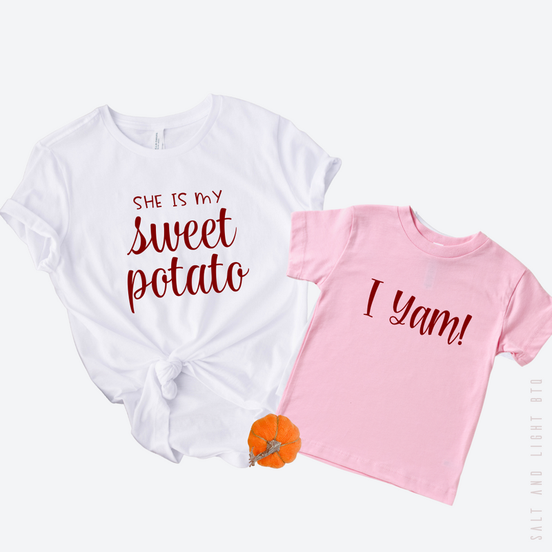Sweet Potato I Yam Mommy and Me Matching Shirts