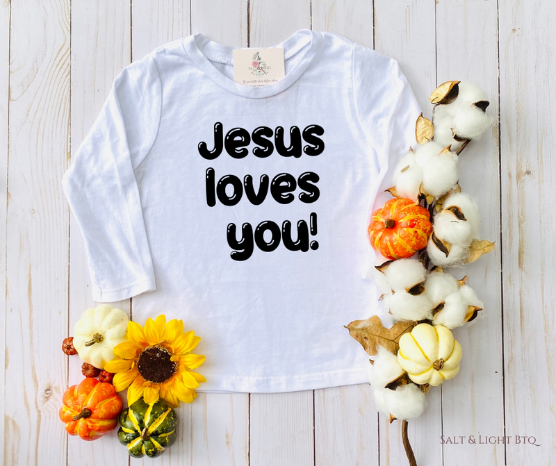 Jesus loves me Kids Long Sleeve Christmas Shirt - Salt and Light Boutique