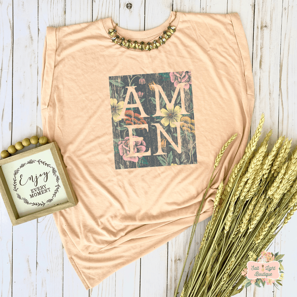 AMEN | WOMEN'S FLOWY MUSCLE T-SHIRT WITH ROLLED SLEEVES - Salt and Light Boutique